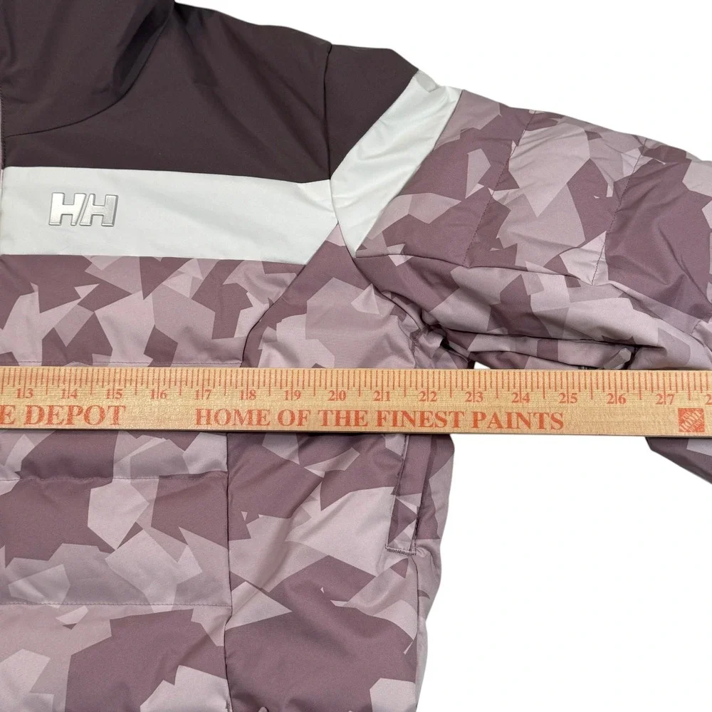 Helly Hansen Imperial Puffy Jacket Womens XL Camo Hoodie RECCO Ski Purple‎